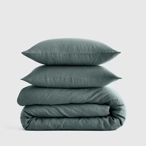 Quince European Linen Duvet Cover Set In Ocean King/Cal King